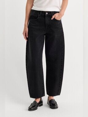 Good American Good Extreme Barrel Jeans in Black 373  Size 10/30 NWT